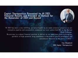 Captor Therapeutics presents H1 2021  financial results and provides business update